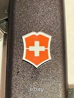 NIB Rare Victorinox Swiss Army Spartan PS Black Knife withOrange SA logo inlay