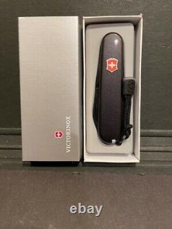 NIB Rare Victorinox Swiss Army Spartan PS Black Knife withOrange SA logo inlay