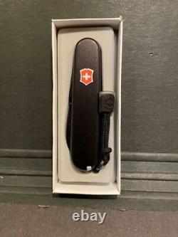 NIB Rare Victorinox Swiss Army Spartan PS Black Knife withOrange SA logo inlay