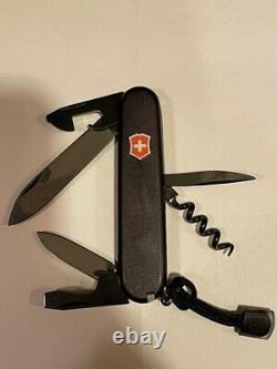 NIB Rare Victorinox Swiss Army Spartan PS Black Knife withOrange SA logo inlay