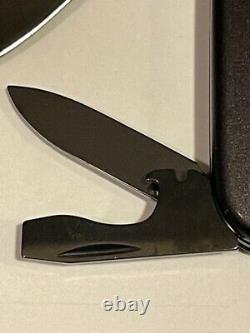 NIB Rare Victorinox Swiss Army Spartan PS Black Knife withOrange SA logo inlay