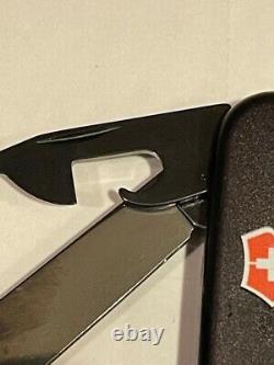 NIB Rare Victorinox Swiss Army Spartan PS Black Knife withOrange SA logo inlay