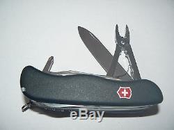 New Victorinox Swiss Army 111mm Knife BLACK WORKCHAMP XL & Leather 53771 B264