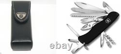 New Victorinox Swiss Army 111mm LockBlade Knife WORKCHAMP BLACK + LEATHER