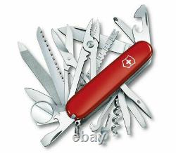 New Victorinox Swiss Army 91mm Knife SWISSCHAMP RED + DELUXE NYLON POUCH 1.6795