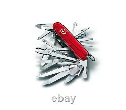 New Victorinox Swiss Army 91mm Knife SWISSCHAMP RUBY RED + DELUXE LEATHER POUCH
