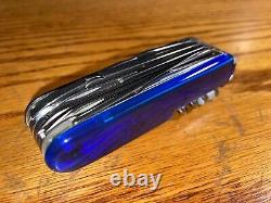 New Victorinox Swiss Army Leather + 91mm Knife HANDYMAN PLUS Blue 1.3773. T2P