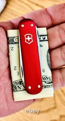 New Victorinox Vintage 1991 Alox Money Clip Swiss Army Knife Smooth Red 74mm New