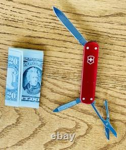 New Victorinox Vintage 1991 Alox Money Clip Swiss Army Knife Smooth Red 74mm New