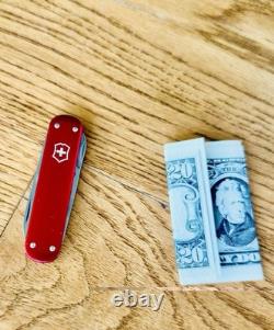 New Victorinox Vintage 1991 Alox Money Clip Swiss Army Knife Smooth Red 74mm New
