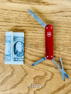 New Victorinox Vintage 1991 Alox Money Clip Swiss Army Knife Smooth Red 74mm New