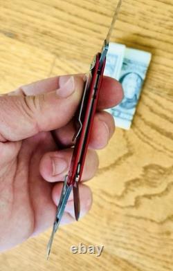 New Victorinox Vintage 1991 Alox Money Clip Swiss Army Knife Smooth Red 74mm New