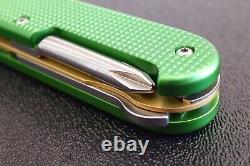 Old Cross Victorinox Green Alox Swiss Army Knife 91MM Brass Liner Scissors