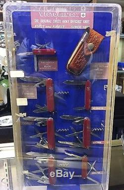 Original VICTORNINOX Swiss Army Knife display case set with knives
