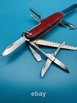 RARE 1960s Vintage VICTORINOX WOODSMAN VICTORIA OFFICIER Swiss Army Knife RED