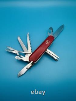 RARE! VICTORINOX MASTER CRAFTSMAN 91mm Swiss Army Knife VICTORIA STAINLESS RED