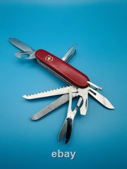 RARE! VICTORINOX MASTER CRAFTSMAN 91mm Swiss Army Knife VICTORIA STAINLESS RED