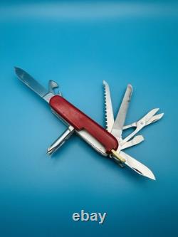 RARE! VICTORINOX MASTER CRAFTSMAN 91mm Swiss Army Knife VICTORIA STAINLESS RED