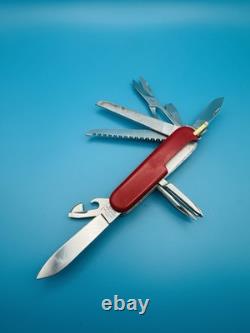RARE! VICTORINOX MASTER CRAFTSMAN 91mm Swiss Army Knife VICTORIA STAINLESS RED