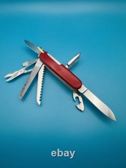 RARE! VICTORINOX MASTER CRAFTSMAN 91mm Swiss Army Knife VICTORIA STAINLESS RED