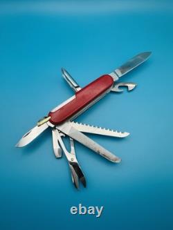 RARE! VICTORINOX MASTER CRAFTSMAN 91mm Swiss Army Knife VICTORIA STAINLESS RED