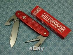 RARE Victorinox Pioneer Old Cross Red Alox Swiss Army Knife Brass Liner NoKR