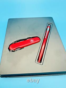 RARE Vintage Wenger Commander Caran d'Ache Pen Swiss Army Knife Original Box