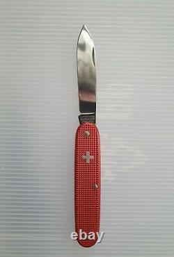 Rare Vintage Victorinox Red Alox Old Cross Solo Swiss Army Pocket Knife Sak