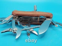 Rare Wenger EvoWood S557 Walnut Scals Swiss Army Knife Multi Tool