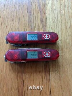 Retired Red Victorinox Altimeter Swiss Army Knife Translucent Ruby Lot of 2