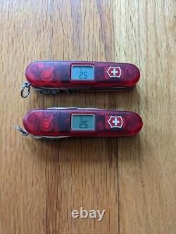 Retired Red Victorinox Altimeter Swiss Army Knife Translucent Ruby Lot of 2