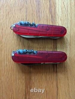 Retired Red Victorinox Altimeter Swiss Army Knife Translucent Ruby Lot of 2