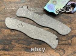 STONE WASHED & ETCHED Titanium Swiss Army Knife SCALES for 111mm Victorinox