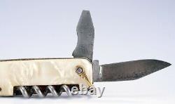 SWISS ARMY FOLDING KNIFE PRADEL STAMPED ON BLADE PEARL SCALES 1920s RARE