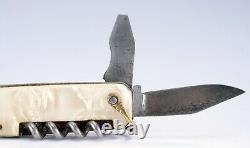 SWISS ARMY FOLDING KNIFE PRADEL STAMPED ON BLADE PEARL SCALES 1920s RARE
