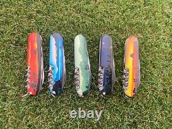 Set Of 5 Victorinox Spartan Swiss Army Knife with 3D Pattern LE. Rare. NIB