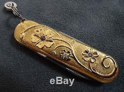 Sterling silver and 13.4 grams of 18k GOLD Swiss Army Knife Handmade with DIAMONDS