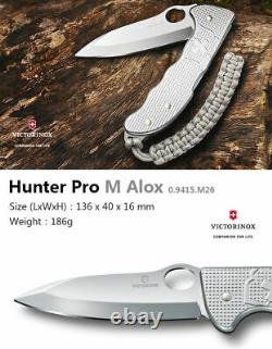 Swiss Army Knife Hunter Pro Clip & Lanyard, Silver Alox, Victorinox, New In Box