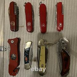 Swiss Army Knife Lot 4 & 4 Foldable Knifes Lot Of 8