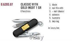 Swiss Army Knife Victorinox Classic With Gold Ingot 1 Gr 0.6203.87