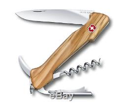 Swiss Army Knife Victorinox Wine Master Olive Wood & Leather Case New 2017