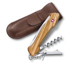 Swiss Army Knife Victorinox Wine Master Olive Wood & Leather Case New 2017