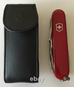 Swiss Army Knife With Leather Pouch, Red Explorer, Victorinox 53823, New In Box