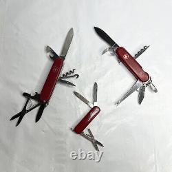 Swiss Army Knifes Lot of 3 Wenger Belmont Victornix Fish Etching Vintage