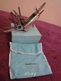 TIFFANY & CO. STERLING SILVER & 18K GOLD VICTORINOX SWISS ARMY KNIFE WithBOX & BAG