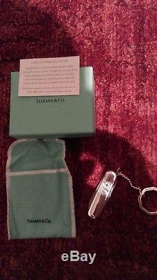 TIFFANY & CO Sterling Silver 18ct Gold Swiss Army Knife Key Ring with Pouch Box