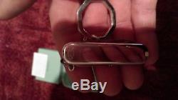 TIFFANY & CO Sterling Silver 18ct Gold Swiss Army Knife Key Ring with Pouch Box