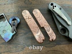 TOPO engraved Copper Swiss Army Knife SCALES only for 91mm Victorinox