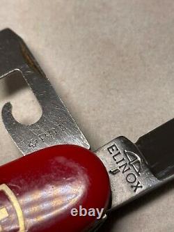TOURIST Swiss Army KNIFE 84mm ELINOX Vintage Victorinox RED SANDOZ AWL RARE