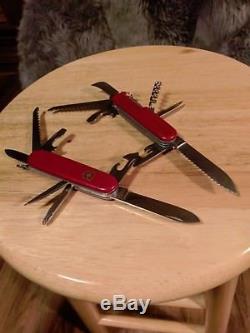 Two 70's Vintage Victorinox 91mm Swiss Army Knives Picnicker & Hiker
